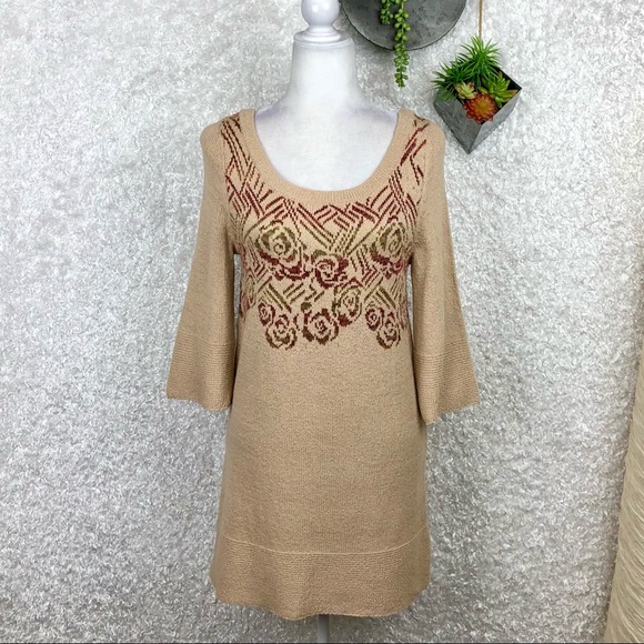 NWT Free People Desert Rose Boho Knit Bell Sleeve Sweater Tunic Dress Size S - Picture 3 of 10